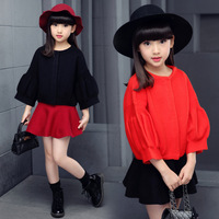 韩版秋装时尚新品女童气质开衫韩版复古灯笼袖毛衣儿童针织衫外套