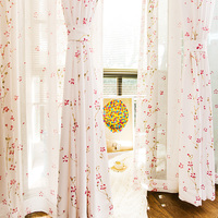[艾米]浪漫樱花高档客厅飘窗卧室窗帘定制温馨粉色韩版窗帘成品