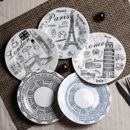 小盘子创意陶瓷家用小吃碟子西餐寿司盘风景菜盘骨碟蛋糕盘摆件