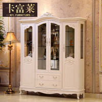 卡富莱 欧式玻璃酒柜 简约实木双门客厅展示柜法式装饰柜小酒柜