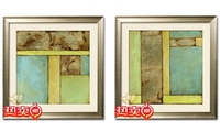 传远艺术 现代装饰画 客厅油画有框画 卧室挂画 双联抽象画14160