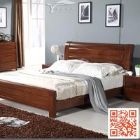 高端黑纯胡桃木床 1.5/1.8米胡桃木实木双人床 纯实木家具系列