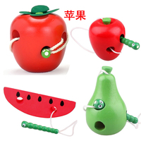厂家直销可批发团购儿童益智玩具 穿线玩具 虫吃苹果  梨子