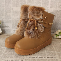 国内品牌 冬季少女雪地靴女靴中筒靴松糕平底保暖加厚霸气棉靴