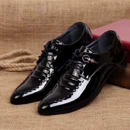 【天天特价】男士新款商务休闲皮鞋子英伦尖头韩版内增高潮鞋系带