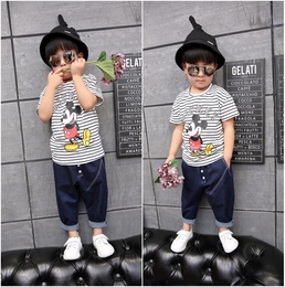 2016夏季新款韩版中小女男儿童装宝宝条纹短袖T恤半袖上衣打底衫