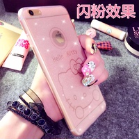 iphone6手机壳 6plus粉色手机壳 超薄透明闪粉壳5S苹果全包保护套