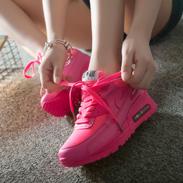 2015韩版骚粉气垫鞋粉色运动鞋子女鞋夏内增高休闲鞋平底单鞋透气