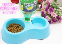 猫碗狗碗两用食盆自动喂水宠物食具 宠物碗 可插瓶塑料宠物双碗