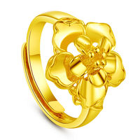 柔美玫瑰花镀金戒指 沙金指环 欧币饰品 有黄金足金成份土豪金