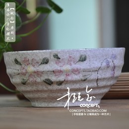 概念|岸本|日式餐具|手绘喷彩樱花陶瓷|大拉面碗|汤碗|面碗|大碗
