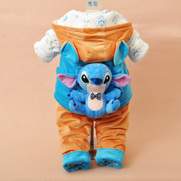 婴儿0-1岁夹衣三件套男女宝宝男童冬装韩版童装2015新款休闲套装
