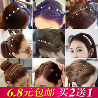 韩国版式头发饰品蝴蝶结水钻窄细珍珠合金发箍头箍发卡包邮免运费