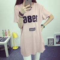 2016韩版大码女装字母印花短袖T恤裙加肥加大连衣裙女夏200斤可穿