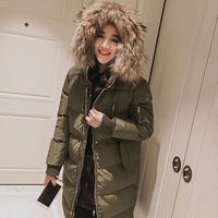 2015冬装新款韩版中长款貉子真毛领羽绒棉衣女修身加厚连帽棉外套