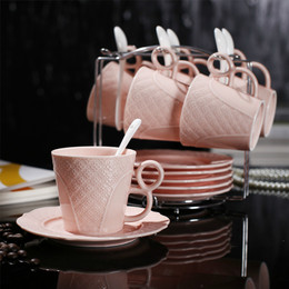 欧式骨瓷杯子立体浮雕陶瓷下午茶杯简约创意咖啡杯套装田园英式杯