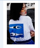 韩国订单Ulzzang新款独家定制原宿风背后特别短款短袖T恤Tee女潮