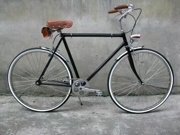 大块石头复古自行车单速城市通勤自行车 铜焊车架 英伦自行车