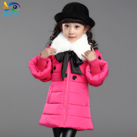 特价女童韩版加厚保暖棉衣时尚中长款冬装儿童大毛领时尚外套棉服