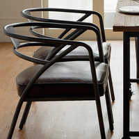 金沙公爵实木美式复古铁艺圈椅休闲椅 仿古餐椅咖啡椅办公椅子