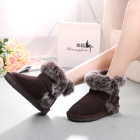 2015冬季新款雪地靴女靴兔毛厚底防水加绒棉靴平底防滑保暖短靴