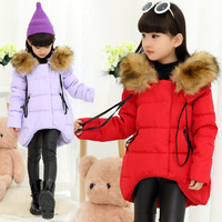 2015新款韩版儿童上衣女童棉袄冬款中大儿童毛领棉衣童装