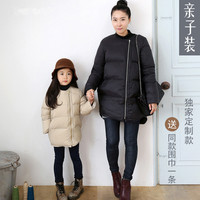 亲子女童棉袄2015冬新款韩版中大童羽绒棉棉衣棉服加厚中长款外套