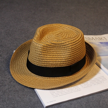 韩国儿童礼帽夏天儿童草帽女童爵士帽沙滩防晒太阳帽小孩亲子凉帽