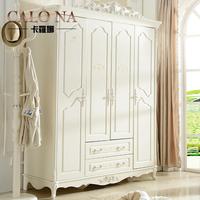 欧式衣柜实木卧室四门衣柜木质整体法式白色板式衣柜时尚大气衣柜