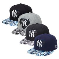 韩国-正品MLB洋基队棒球帽成人儿童遮阳帽 花帽檐NY平檐帽调节款