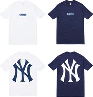 Supreme x New York Yankees NY潮牌Box logo男女纯棉短袖t恤tee