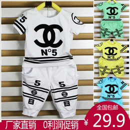 2015夏季童装儿童男童纯棉短袖T恤短裤套装宝宝运动韩版新款潮