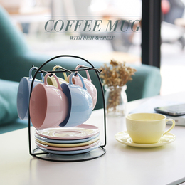 欧式陶瓷咖啡杯碟套装拉花简约创意高档英式骨瓷下午茶杯子送铁架