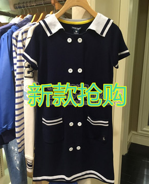 2016夏季新款海军风领子短袖连衣裙女TTCK62402B-00 CK62402B