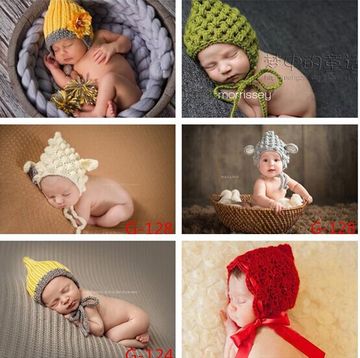 2015新款毛线手工儿童摄影服饰婴儿百天满月宝宝拍照道具帽子特价