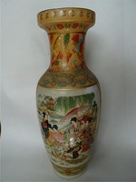 古董瓷器 唐彩花瓶 仕女图 高30 宽13cm