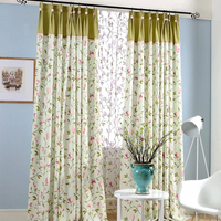 特价现代美式韩式中式田园棉麻印花雕花客厅卧室窗帘窗纱定做