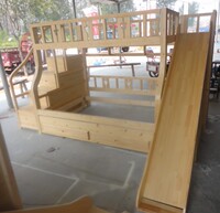 新款实木上下铺儿童床 子母床 带拖床提柜滑滑梯抽屉 可定制