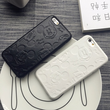 黑白米奇情侣苹果iPhone6s/7手机壳6plus皮质4.7寸软胶保护套潮