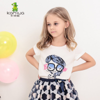 卡咪蛙2015新款女童短袖t恤卡通夏季装中大童儿童圆领棉质 潮正品