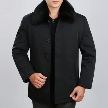 中老年冬装棉衣男中长款爸爸装大码加厚有毛领休闲保暖尼克服外套
