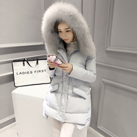 2015韩国冬装新款韩版显瘦羽绒服女中长款大毛领修身羽绒衣外套