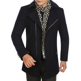 2015秋季新款羊毛呢男士夹克中年爸爸男装韩版修身春秋潮外套上衣