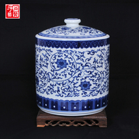 景德镇陶瓷器摆件青花瓷大号茶叶罐普洱七子饼 储茶罐 茶饼罐茶具