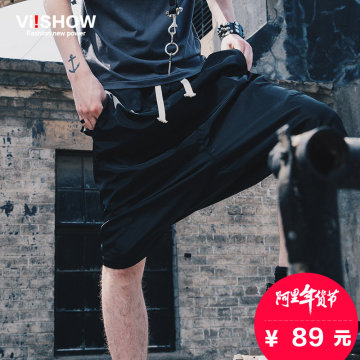 viishow2015夏装新款短裤男 黑色男式裤裙 休闲五分短裤街舞裤