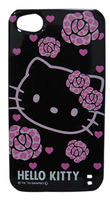 【蜜丫韩国家居代购】hello kitty iphone 4 手机壳套 黑色玫瑰