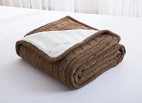 日式良品针织毛毯加厚羊羔绒毛毯办公室午睡毯子纯棉加绒空调毛毯