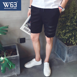 W63夏季运动短裤 男士休闲五分裤夏天修身5分中裤子青年潮沙滩裤