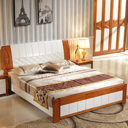 实木床1.8米地中海全实木床中式高箱储物床双人橡木床欧式公主床