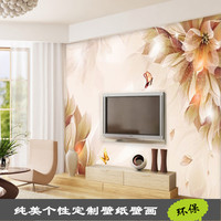 电视背景墙壁纸壁画 现代简约卧室墙纸3d花 客厅沙发无纺布装饰画